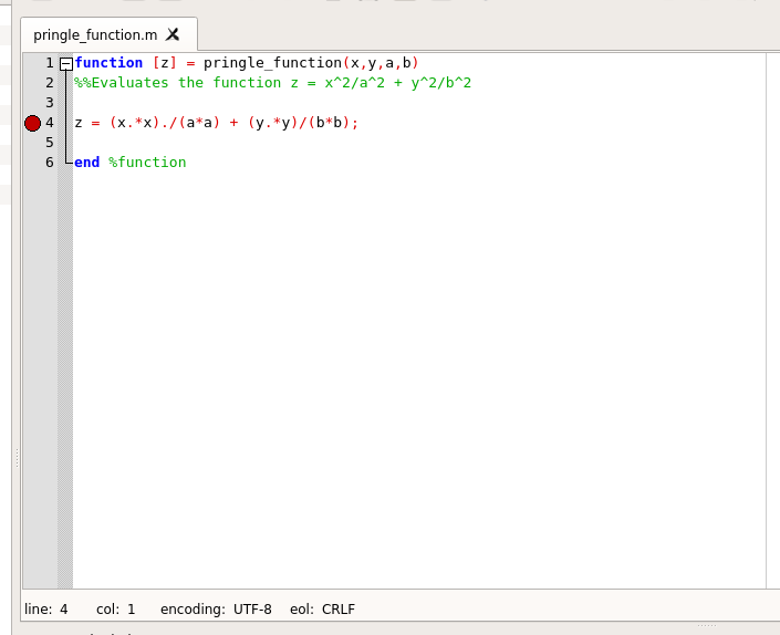 Breakpoints in MATLAB